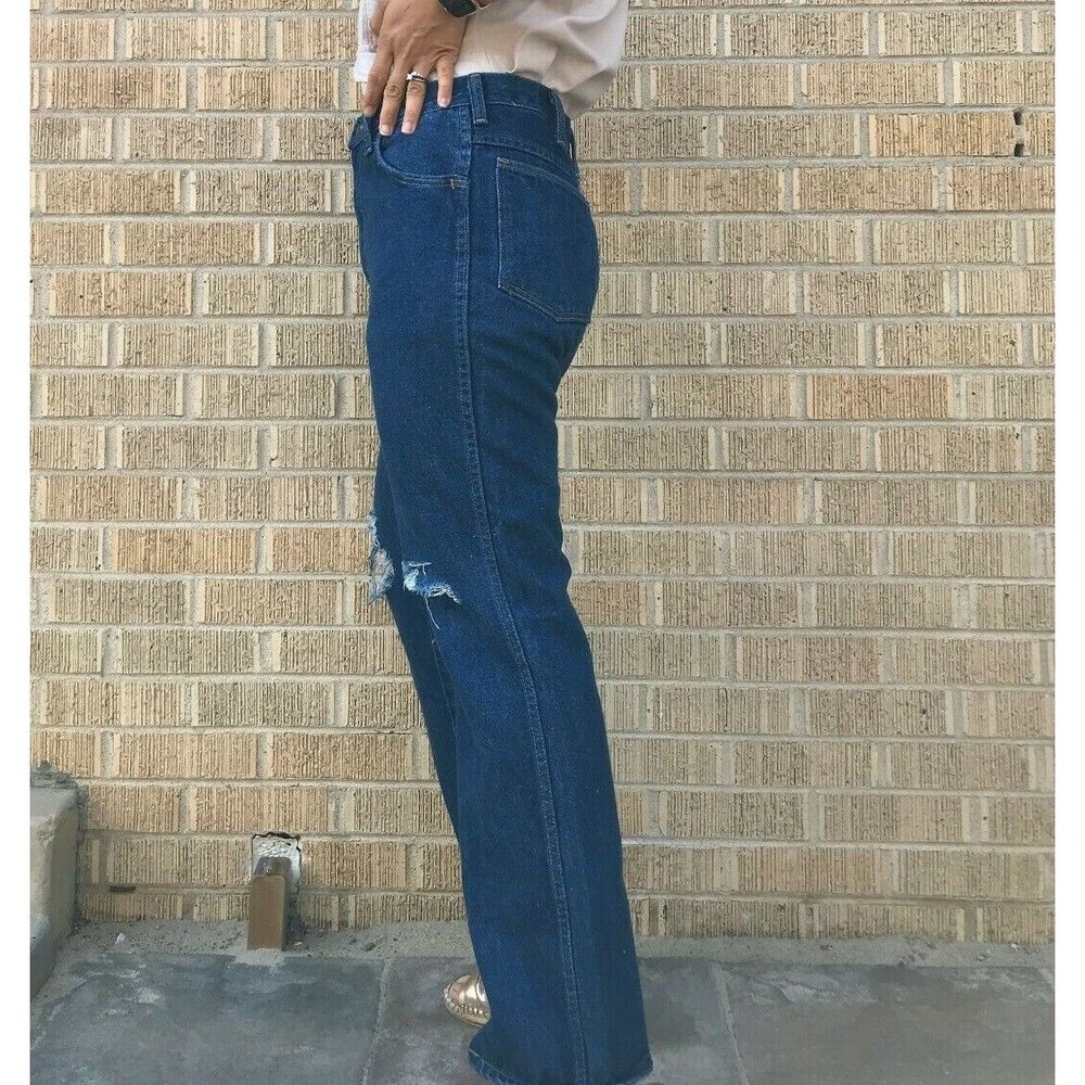 Vtg‎ 80s Rustler wide leg dark wash flare jeans 28.5" dark denim casual everyday - Picture 8 of 11
